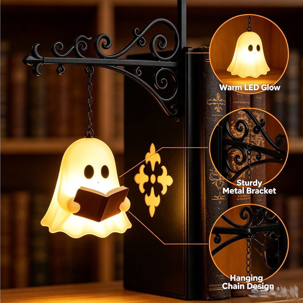 Nkmbld Halloween Bookshelf Lamp, Vintage Library Lantern Decorative Bookshelf Lighting, Hanging Ghost Lantern Book Shelf Light, Halloween Decorations Indoor