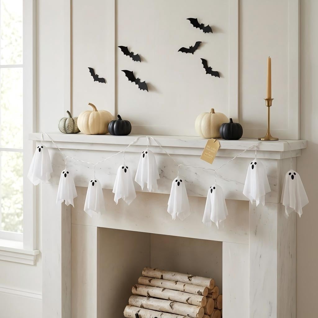 8.2FT Light Up Halloween Ghost String Lights,10 PCS Spooky Ghost Garlands, Cute Ghosts with Remote Control & 8 Lighting Modes for Outdoor Yard & Indoor Party Halloween Decor