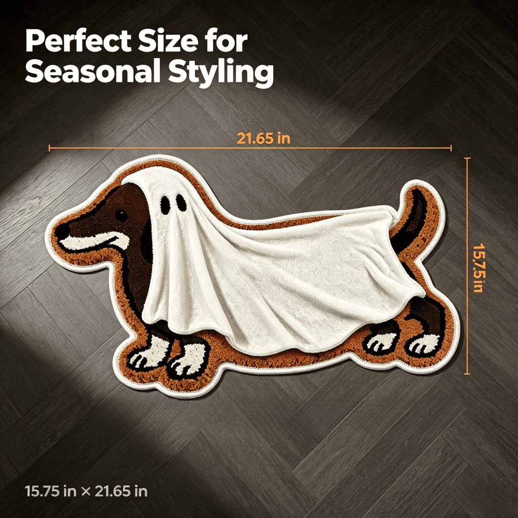 Halloween Dachshund Door Mat, 30"×18" Non-Slip Pumpkin Dachshund Floor Rug, Mat for Home Porch Fall Decor & Pet Lover Housewarming Gift