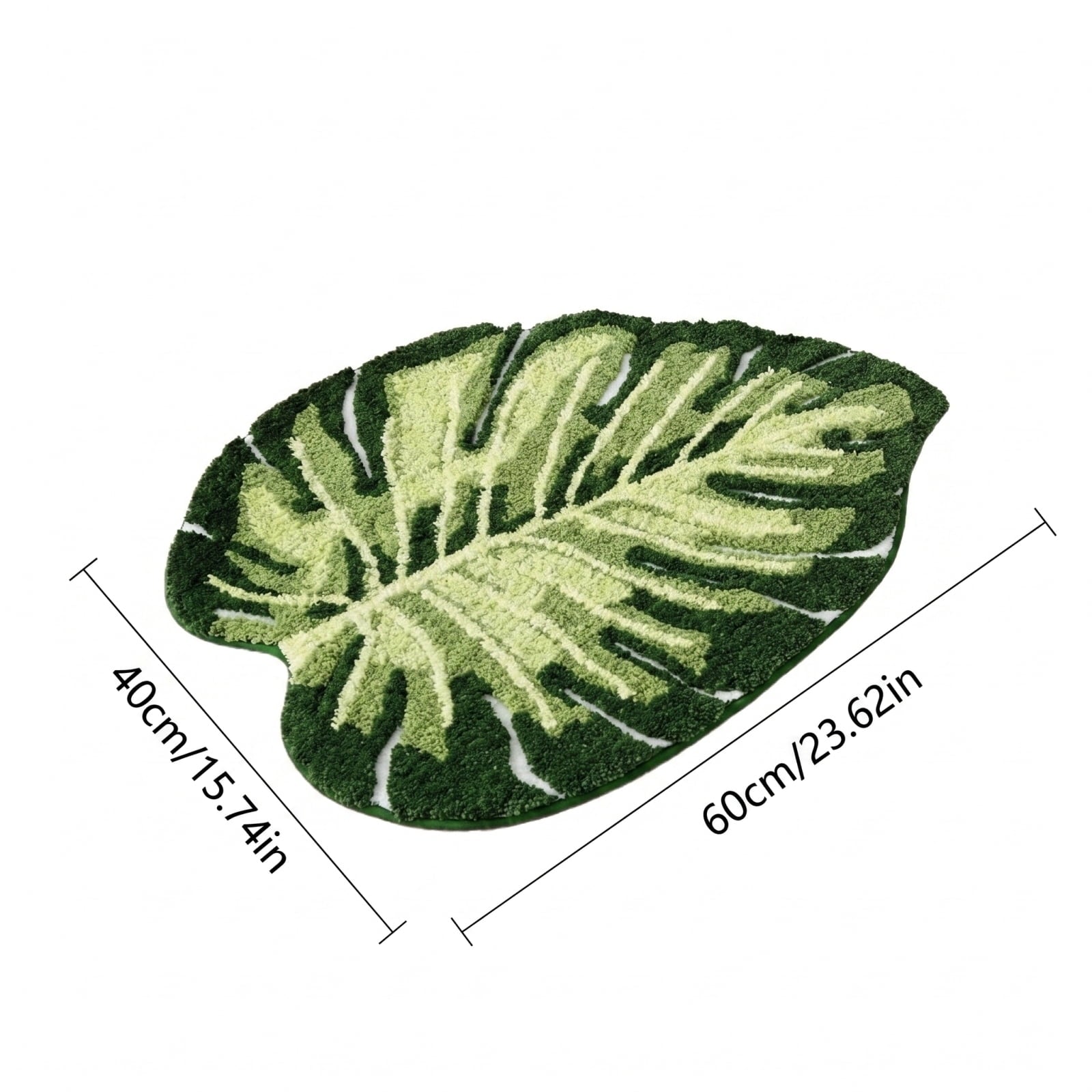 Cute Monstera Bathroom Rugs with Green Leaf Plant, Soft, Fluffy, Plush, Absorbent, Quick Dry, Non Slip, Machine Washable for Shower Floor, Bathroom, Bedroom,Home Decor and Accessories 24x16 Inches