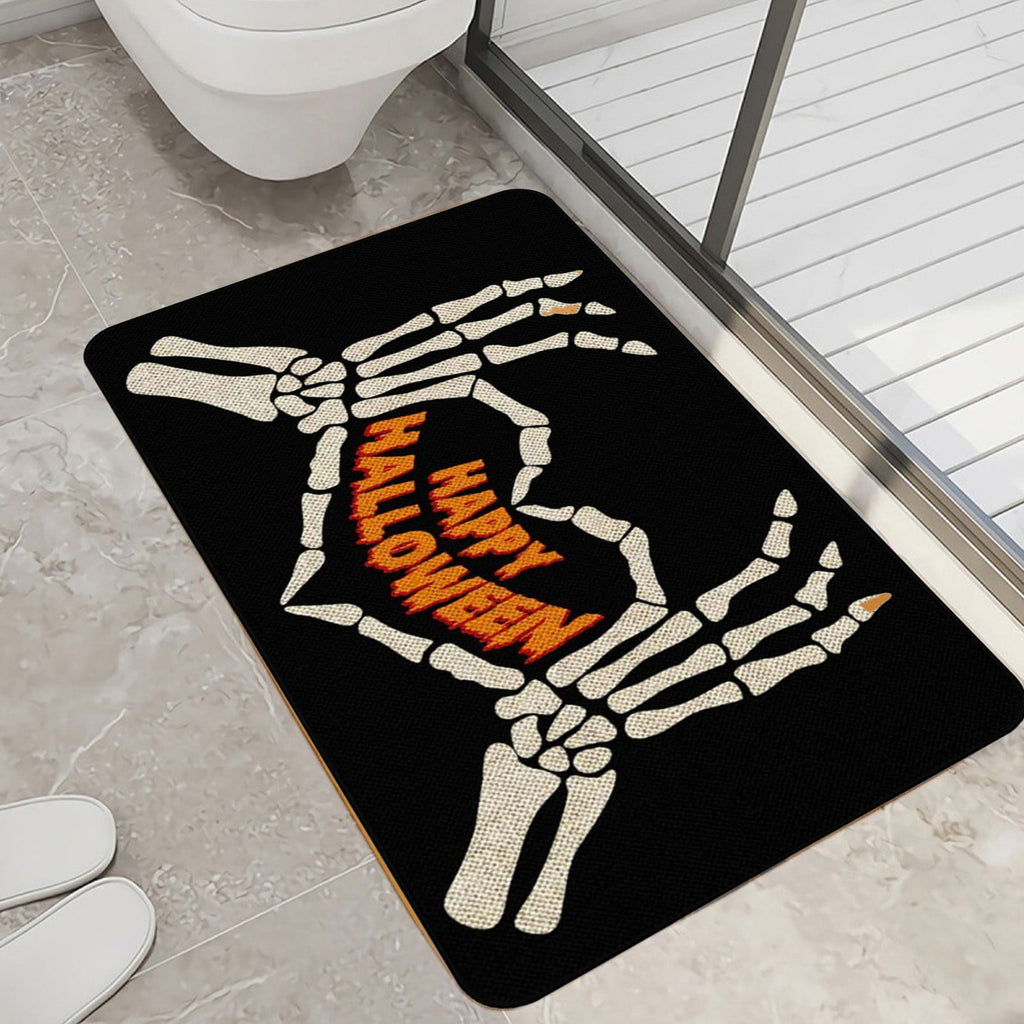 TOPRenddon Halloween Door Mat, Outdoor Front Door Decorative Doormat 16" x 24", Spider Web Bones Welcome Doormats, Non-Slip Rubber Mats Washable Carpet for Porch, Entryway, Indoor, Bathroom, Kitchen