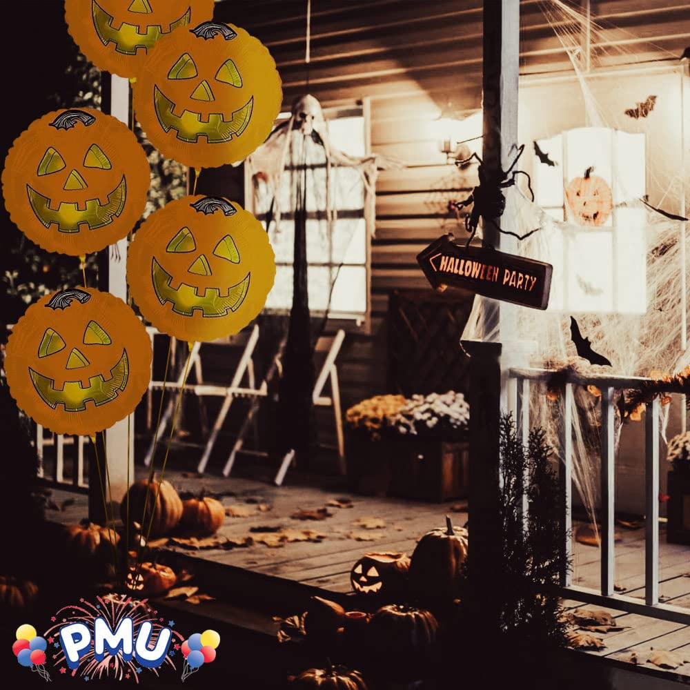 PMU Halloween Party Decoration "Happy Halloween" Jack Faces Aglow 18 Inch Mylar-Foil Balloon (1pkg) Pkg/1