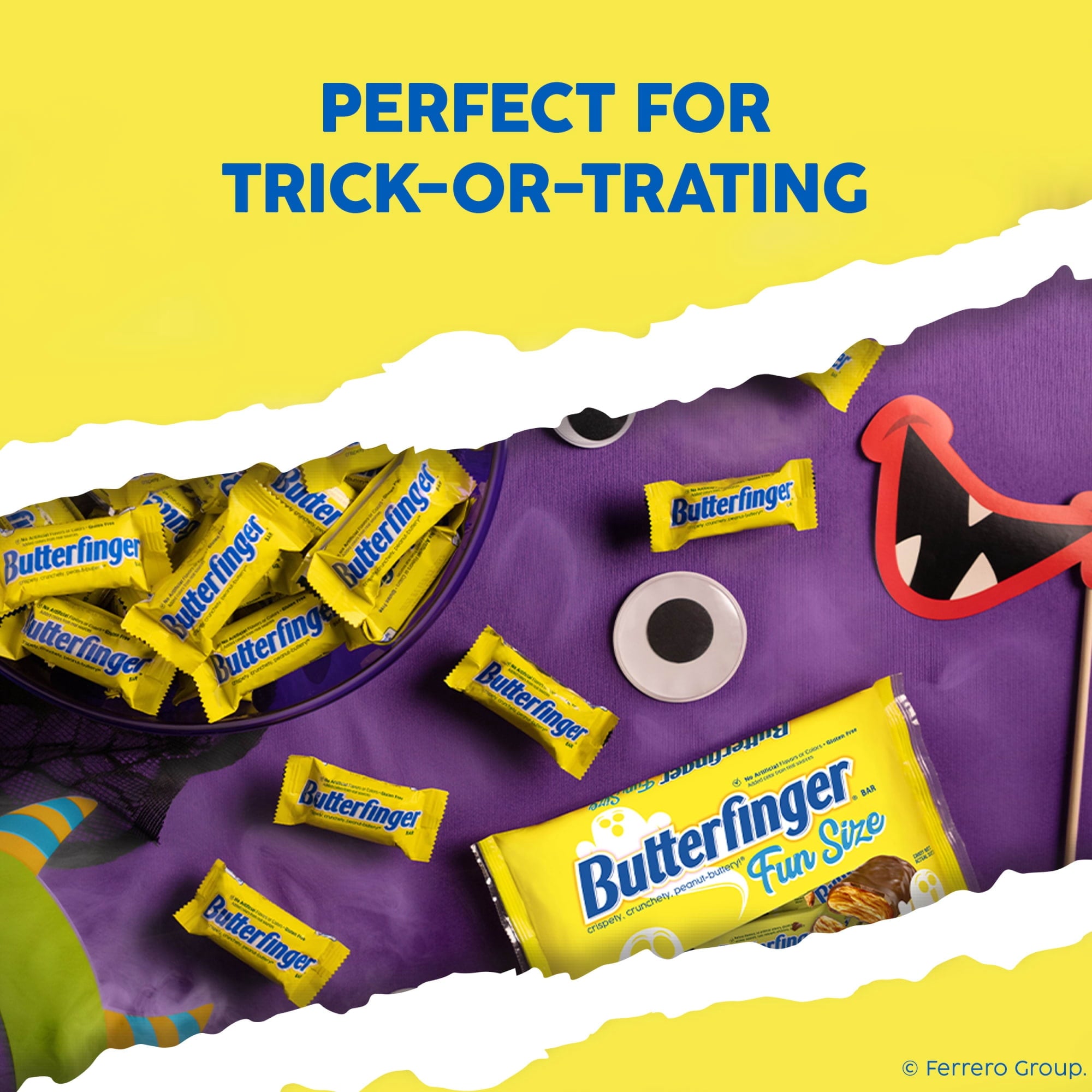 Butterfinger Fun Size Halloween Candy Bars, Chocolate-y Peanut-Buttery, Halloween Candy Bulk Individually Wrapped, Ghost Bag, 10.2 oz