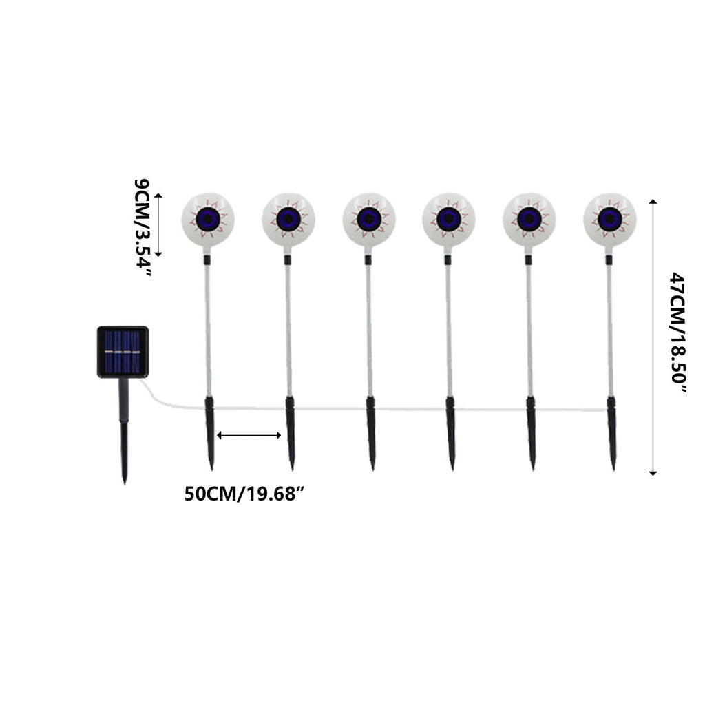 Btomtd Solar Halloween Eyeball Light LED Ground Insertion Lamp 6 Eyeballs for Ghost Festival Horror Courtyard Decoration Spooky Solar Powered Outdoor Light, Purple
