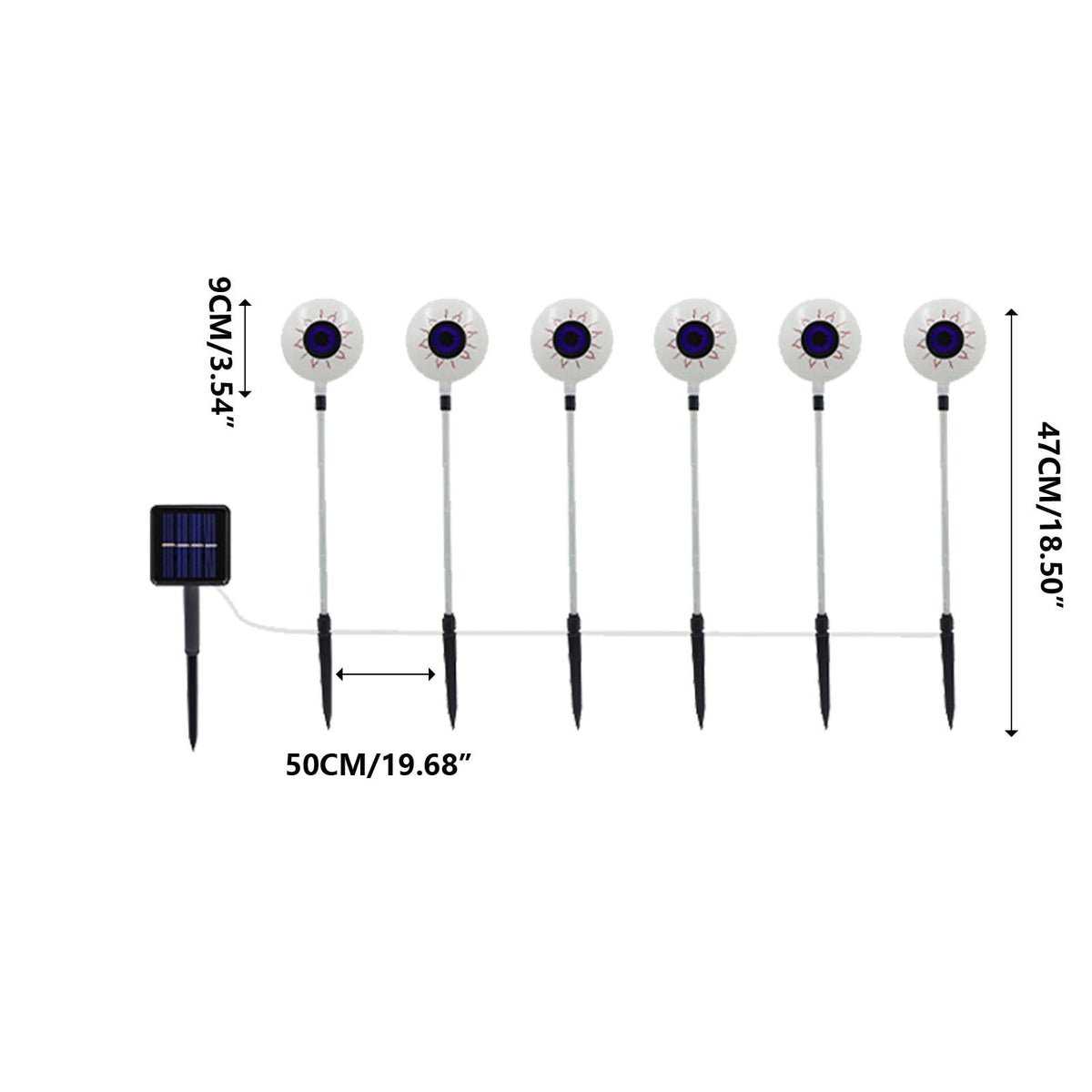 Btomtd Solar Halloween Eyeball Light LED Ground Insertion Lamp 6 Eyeballs for Ghost Festival Horror Courtyard Decoration Spooky Solar Powered Outdoor Light, Purple