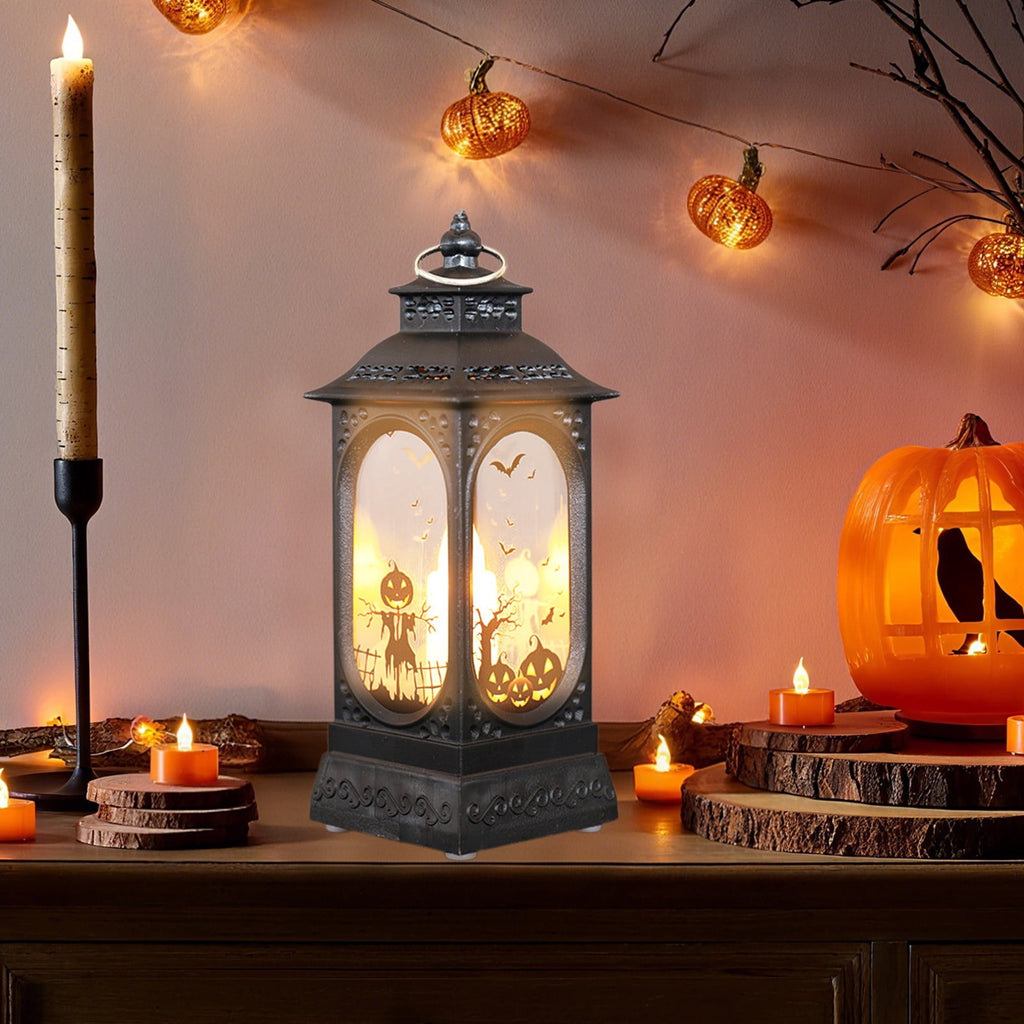 Black Halloween Mini LED Lantern Table Centerpiece 5.1 Inch for Indoor Decor, 2 Inch, 5 cm