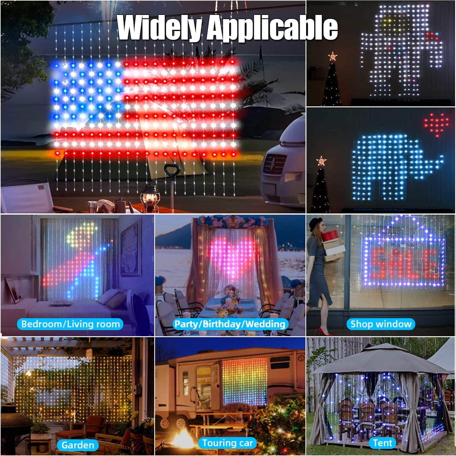 IC ICLOVER Smart Curtain Lights 6.6x6.6Ft, 400 LED Color Changing Wall Lights, APP & Remote Control, Dynamic DIY Curtain String Lights Waterproof for Bedroom Halloween Christmas Backdrop Decor