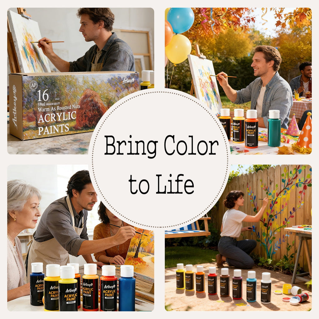 Artkey Acrylic Craft Paint Set, Festival, 24 Colors (2-Ounce)