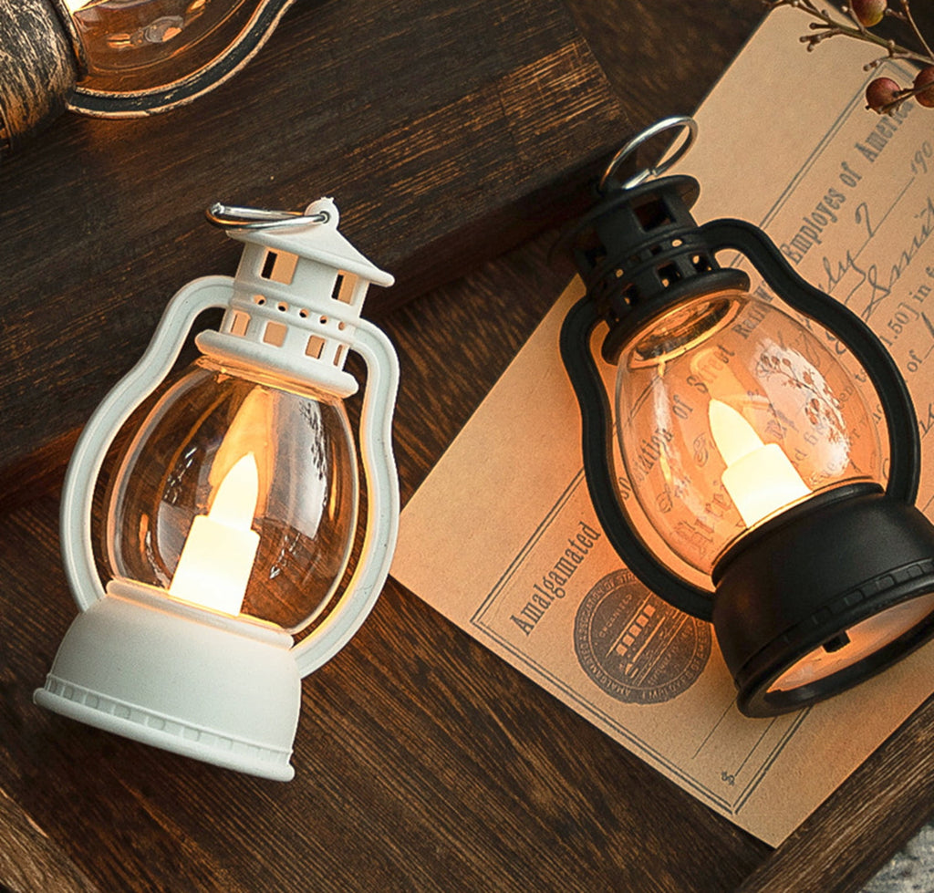 Djiypn Mini Lanterns 2Pack LED Small Lanterns Decorative Indoor Outdoor Hanging Lantern Decorative Candle Light Farmhouse Decor for Weddings Western Camping Party Halloween Christmas Decorations