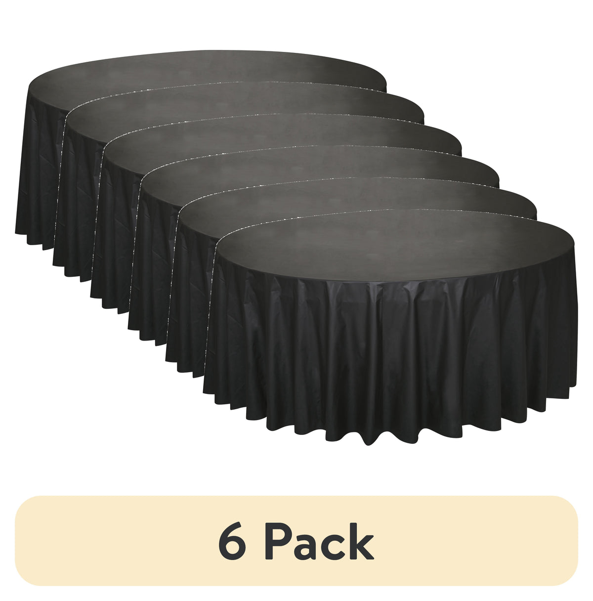 Way To Celebrate Round Plastic Table Cover, Black, 84 in, 1 Count