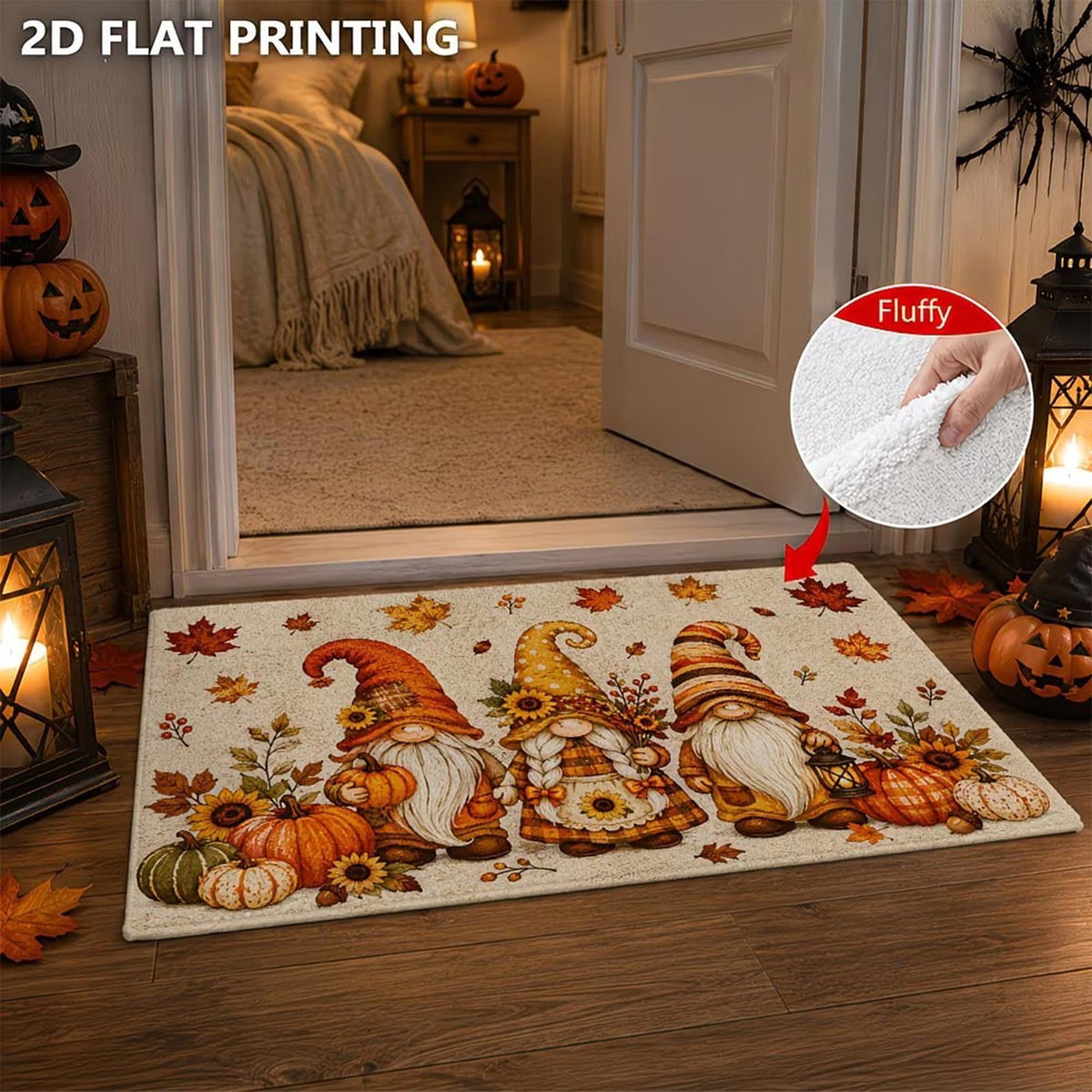 Halloween Decor Black Cat Doormat 15.75x23.62 Inch Fall Pumpkin Moon Design Non Slip Indoor Entrance Rug for Home Entryway Decor