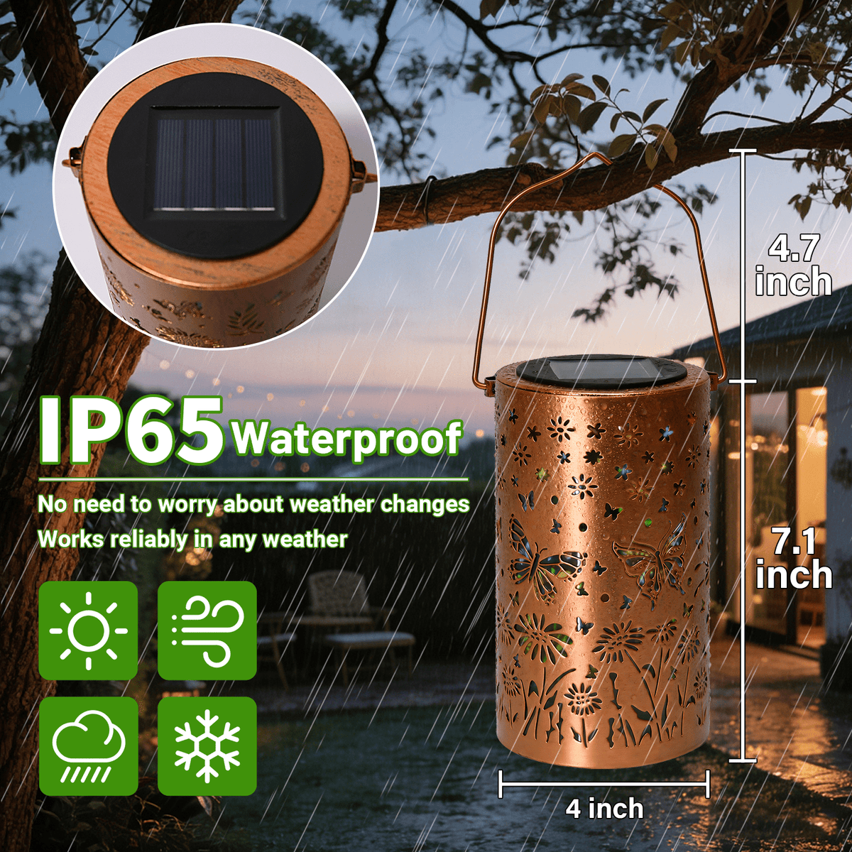 Colorful Solar Lanterns IP65 Outdoor Waterproof, Mother's Day Gifts for Women Mom Grandma - LED Colorful Sunflower Solar Lights Metal Hanging Lantern for Patio Yard Porch