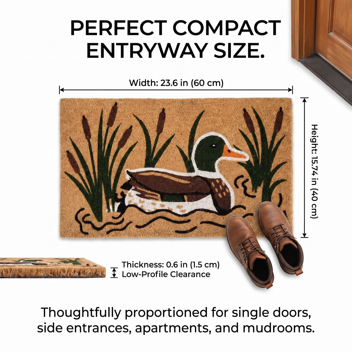 Duck Doormat Outdoor 24'', Rustic Front Door Mat for Entryway, 1 PC