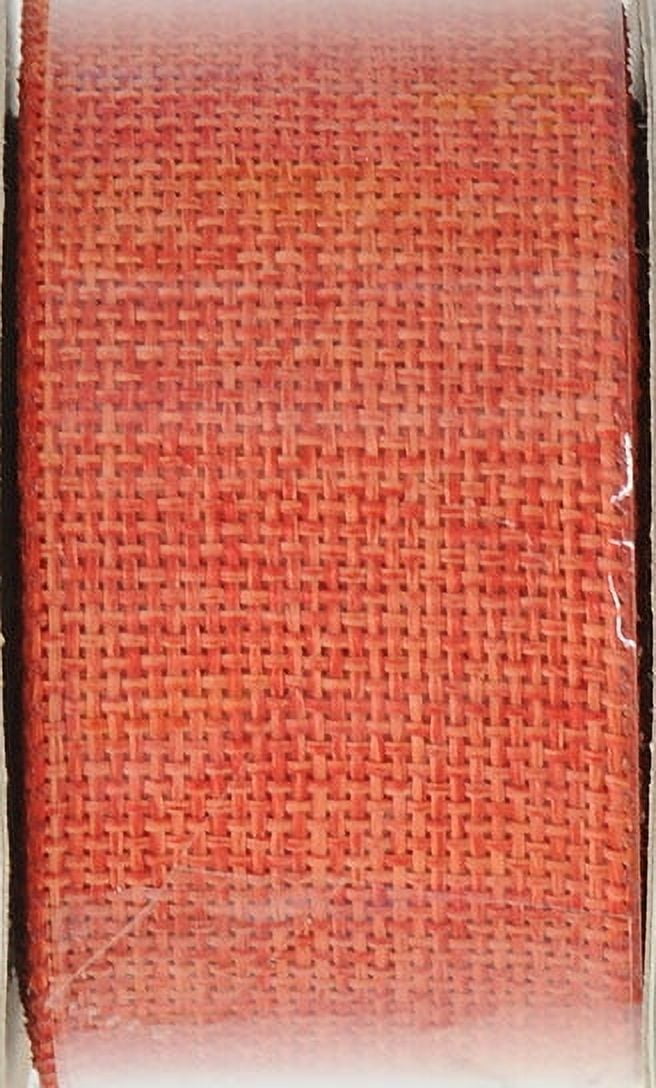 Offray Ribbon, Torrid Orange 1 1/2 inch Woven Burlap Woven Ribbon, 9 feet