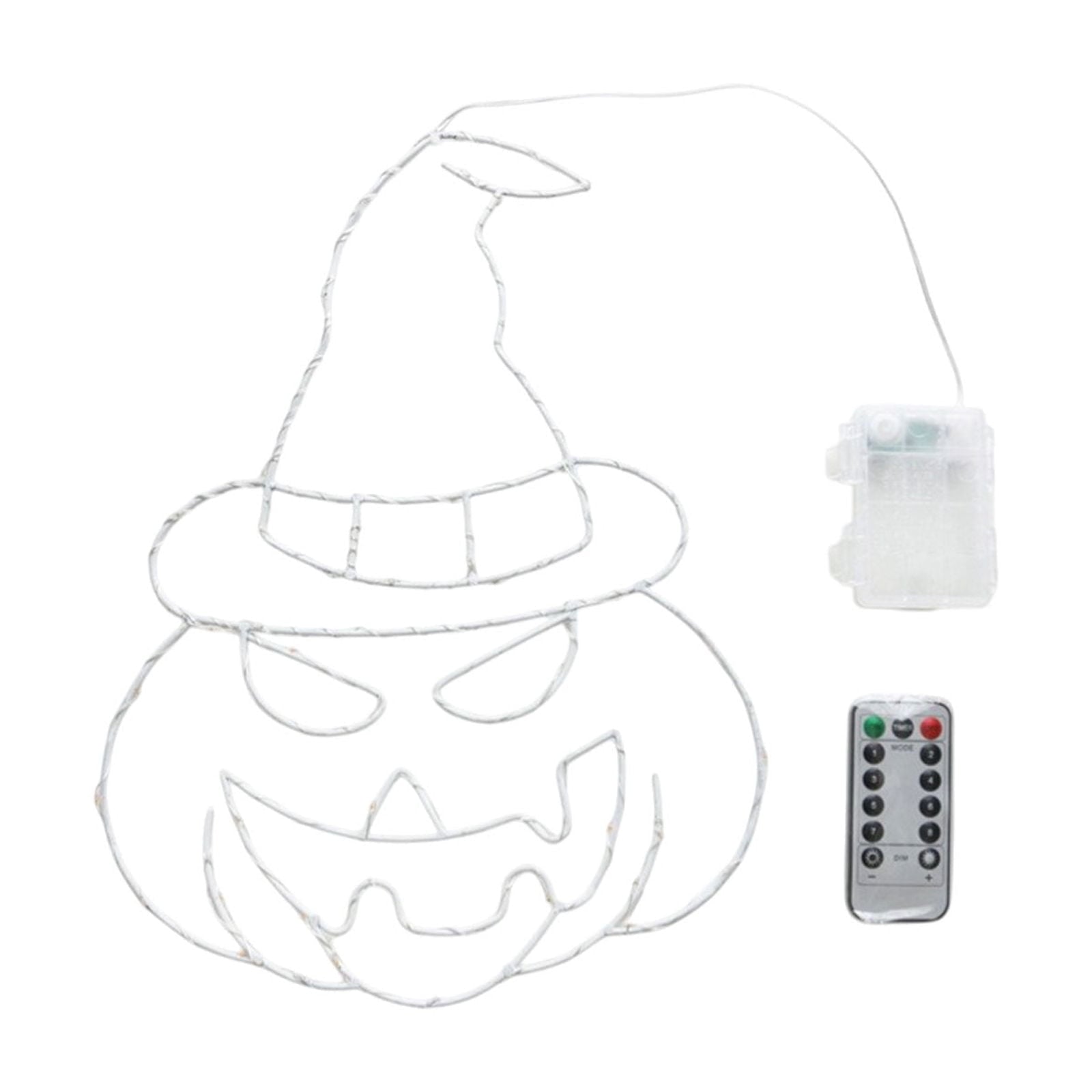 Btomtd Halloween Thanksgiving Window Light Iron Forged Hat and Pumpkin Shape Decorative Light with 8 Modes Remote Control Glowing Indoor Outdoor Holiday Decor, White