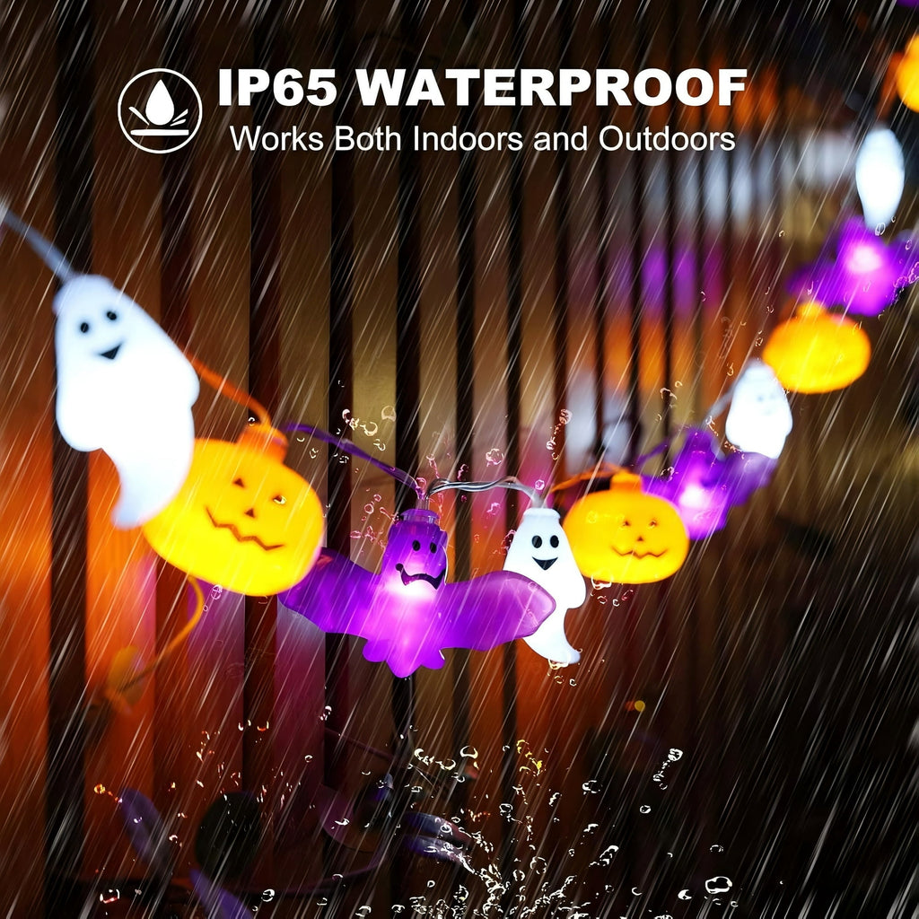 ZOEYKIMLO Halloween String Lights with Pumpkin, Bat, 10Ft 20 LED Battery Operated with 8 Modes Timer for Home Porch Fence Party Halloween Decoration
