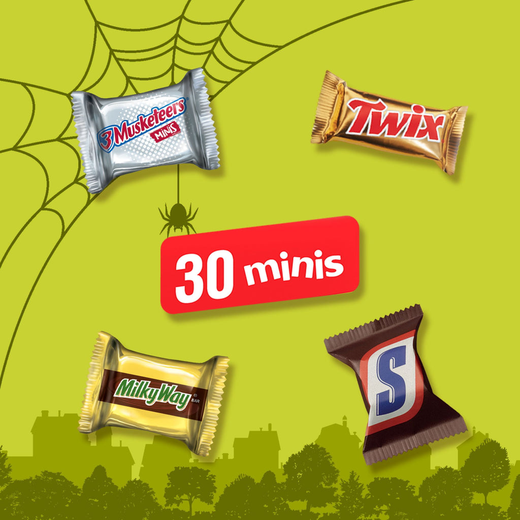Snickers, Twix, Milky Way & 3 Musketeers Minis Halloween Candy - 30 Ct, 8.57 Oz Bag