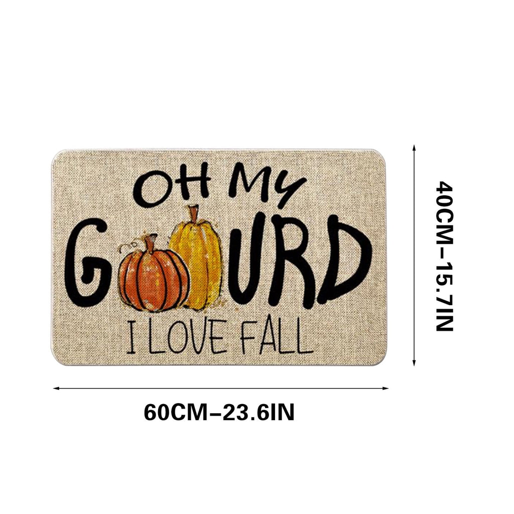 JOGZMZ Halloween Floor Mat Home Entrance Thanksgiving Pumpkin Thick Foot Mat Crystal Velvet Floor Mat