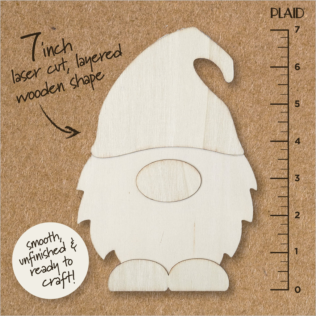 (2 pack) Plaid Surfaces Layered Wood Shape, Gnome