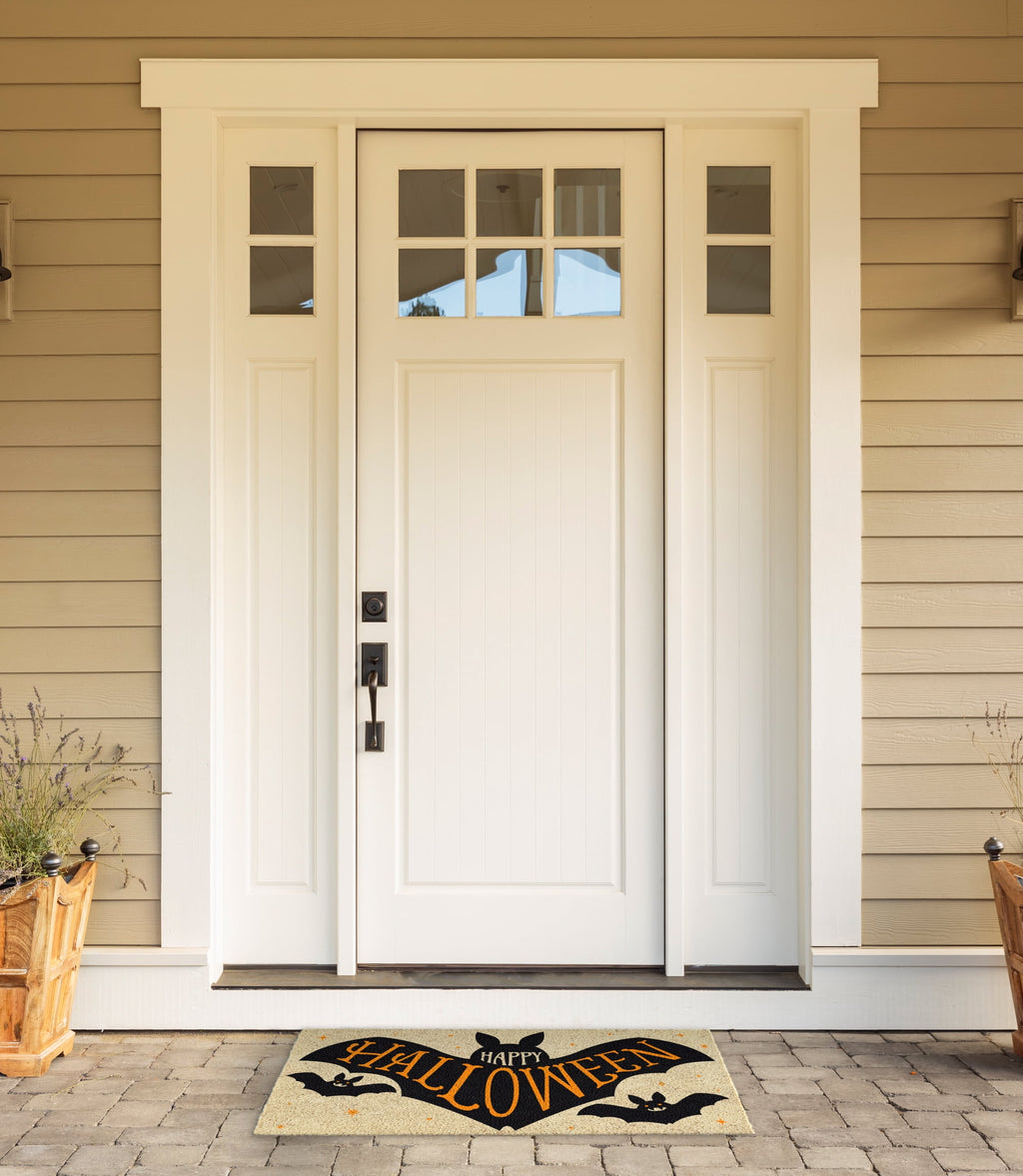 DII Decorative Halloween Welcome Doormat, Front Door Décor, 17x29", Jack-O-Lantern