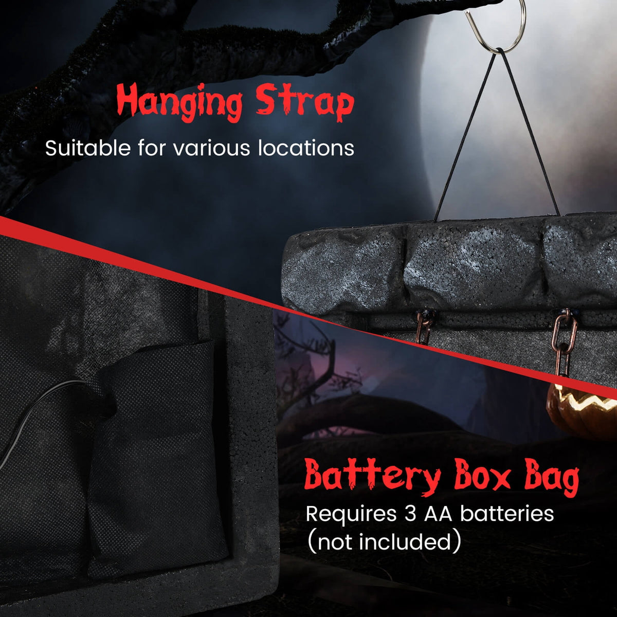 Costway Halloween Hanging Animated Zombie Prisoner Decoration Glowing Eye Indoor Outdoor