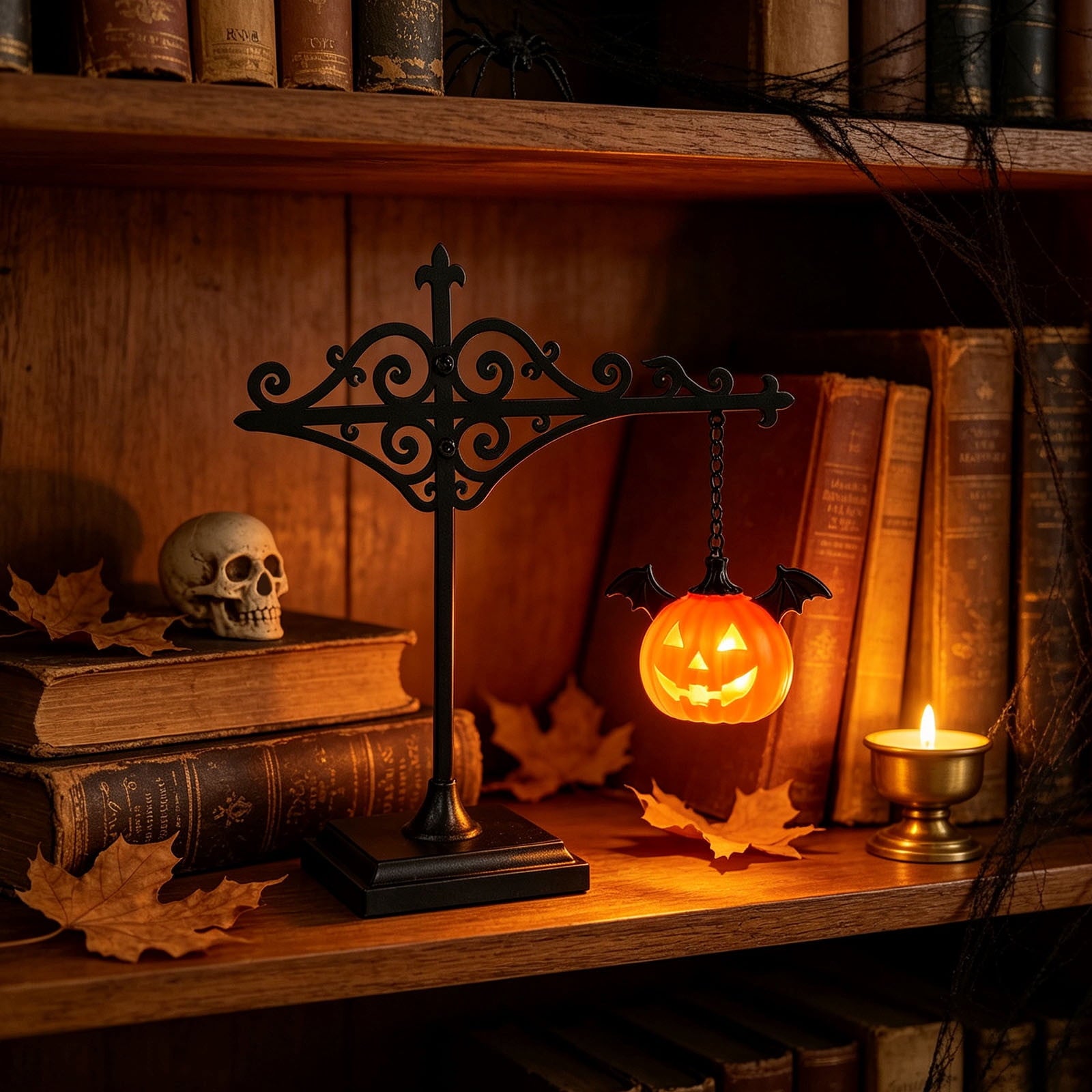 Nkmbld Halloween Bookshelf Lamp, Vintage Library Lantern Decorative Bookshelf Lighting, Hanging Ghost Lantern Book Shelf Light, Halloween Decorations Indoor