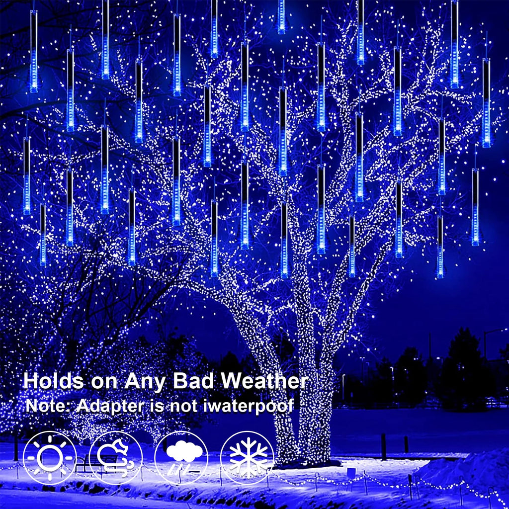 Scidweet Christmas String Lights, 20 inch 10 Tubes 540 LED Icicle Twinkle Meteor Shower Lights Outdoor for Christmas Halloween Holiday Party Home Decor, White