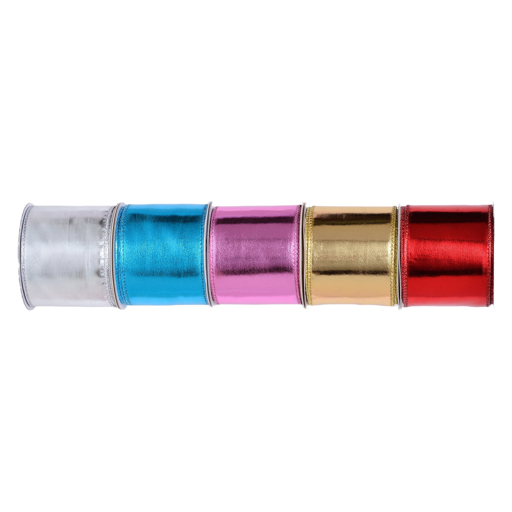 Gwen Studios 2.5" Red Lamé Wire Edge Ribbon, 3 Yards