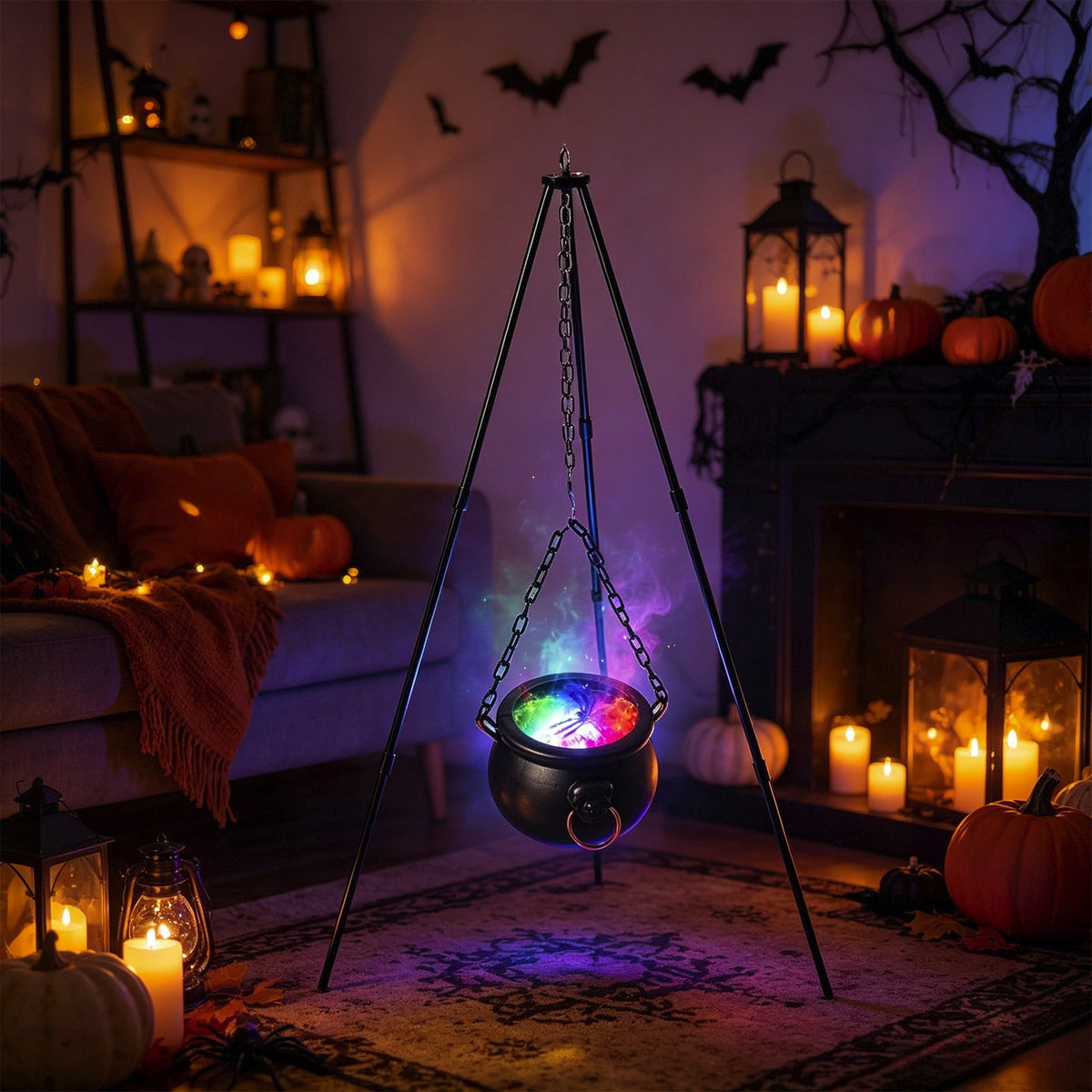 Muecwrye Halloween Decorations Outdoor, Halloween Clearance! Halloween Witches Cauldron on Tripod with Lights, DIY Bubbling Cauldron Set Decor for Home Porch Outside, Halloween Party Supplies