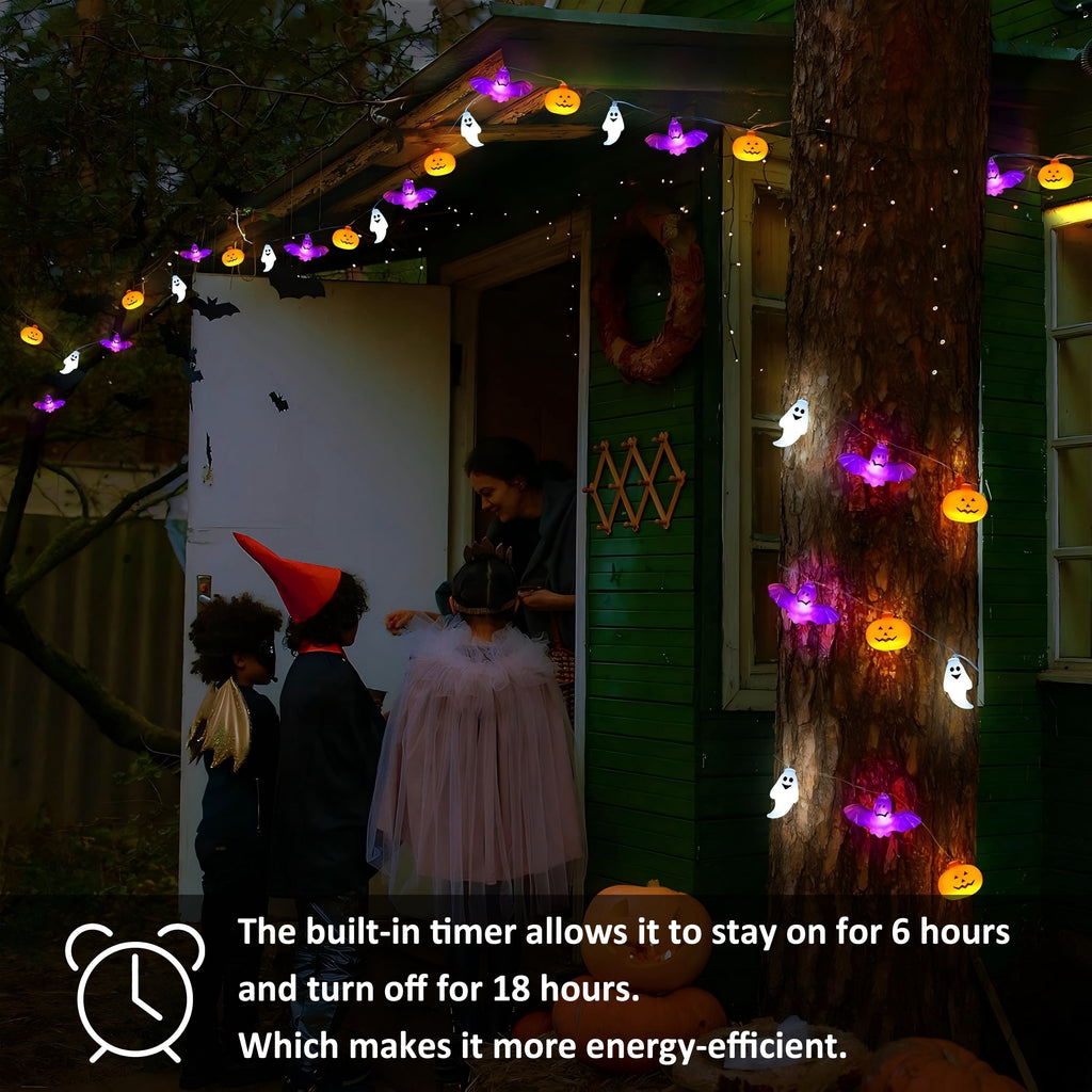 ZOEYKIMLO Halloween String Lights with Pumpkin, Bat, 10Ft 20 LED Battery Operated with 8 Modes Timer for Home Porch Fence Party Halloween Decoration