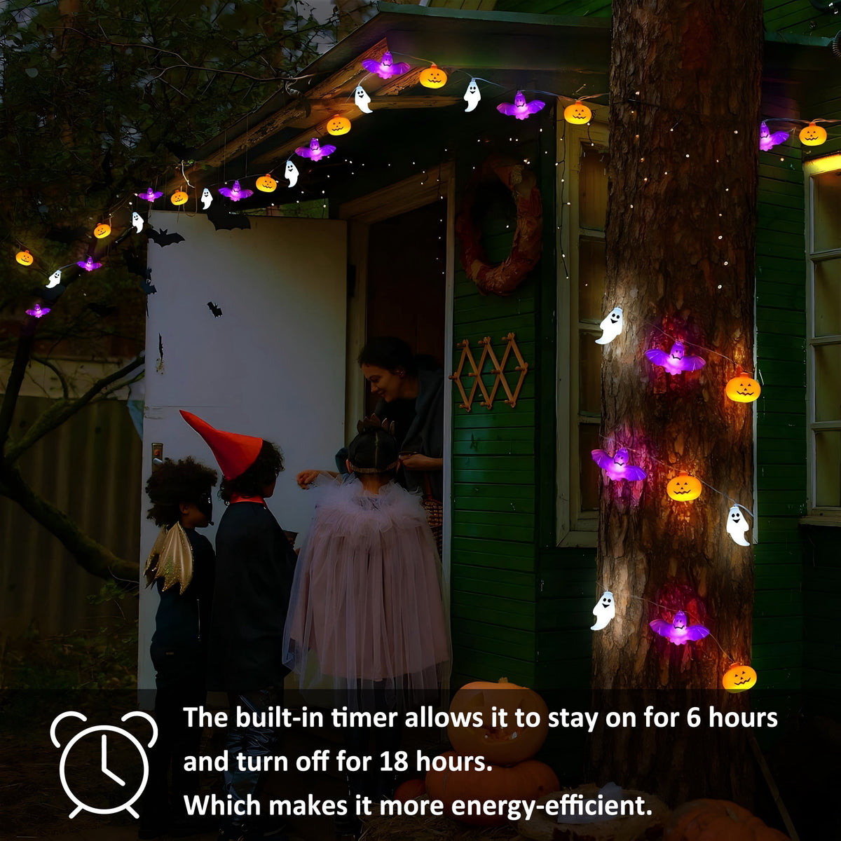 ZOEYKIMLO Halloween String Lights with Pumpkin, Bat, 10Ft 20 LED Battery Operated with 8 Modes Timer for Home Porch Fence Party Halloween Decoration