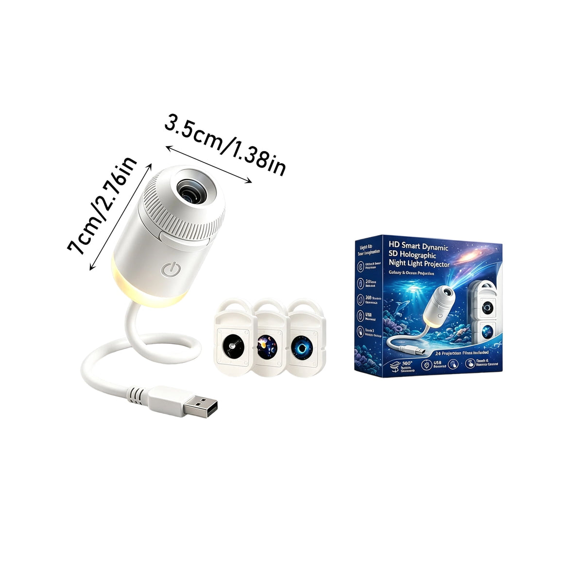 2026 New Upgraded 4K Smart Dynamic 5D Holographic Night Light Projector, 2-in-1 Galaxy & Ocean Star Ceiling Projector with 24 HD Films, 360° Flexible USB Powered Lamp for Bedroom Decor & Car GIft