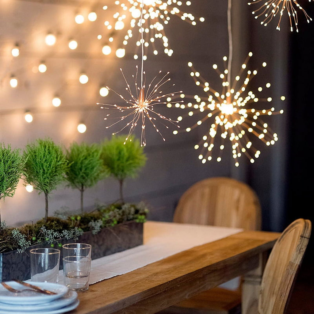 200 LED Fireworks Lights Thanksgiving Christmas Halloween Wedding Decoration Lights Indoor and Outdoor Courtyard Hanging Explosion Light Strings