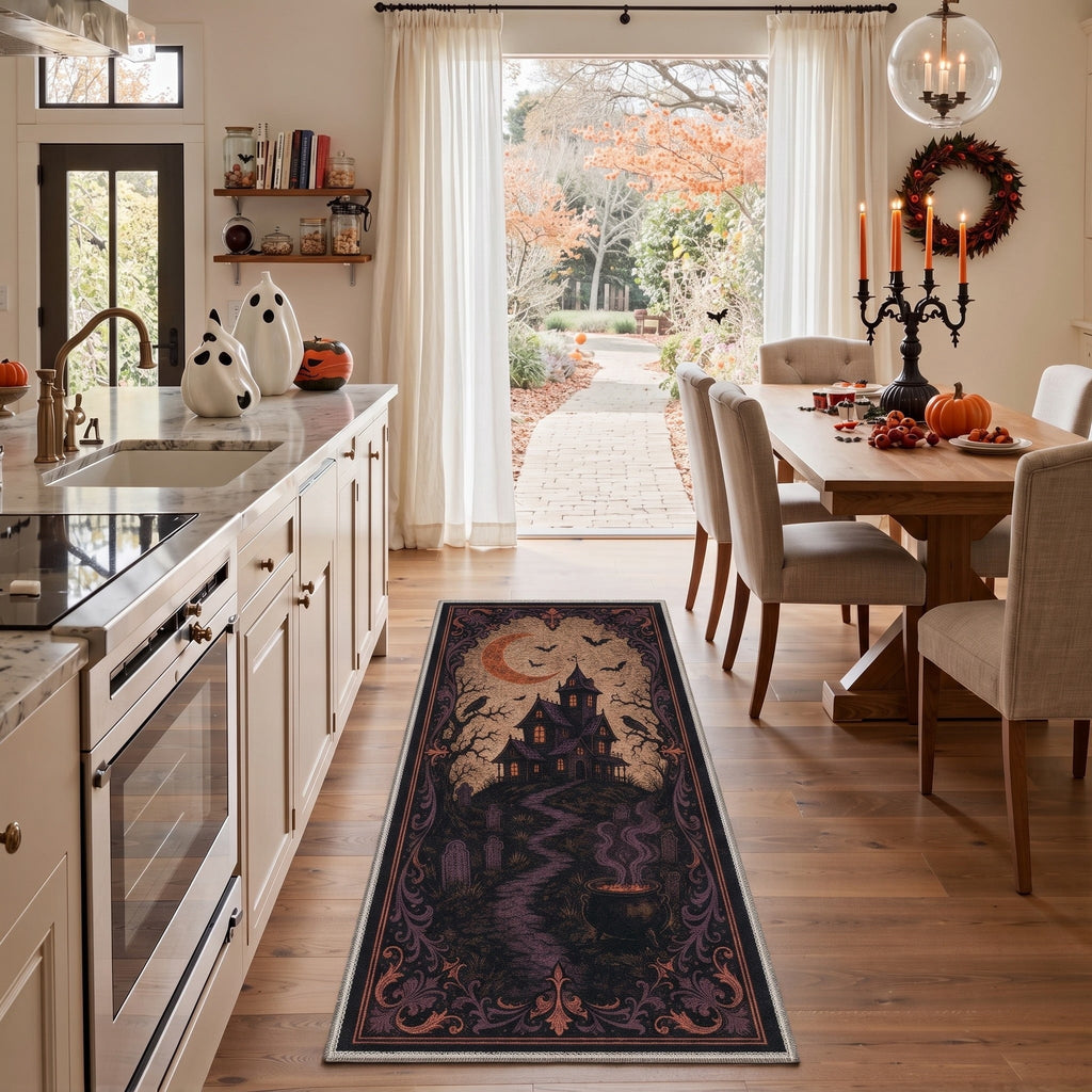 GENIMO 5'x7' Halloween Area Rug for Living Room, Washable Non Slip Soft Farmhouse Pumpkin Indoor Rug for Bedroom Dining Room Home Office, Vintage Sepia