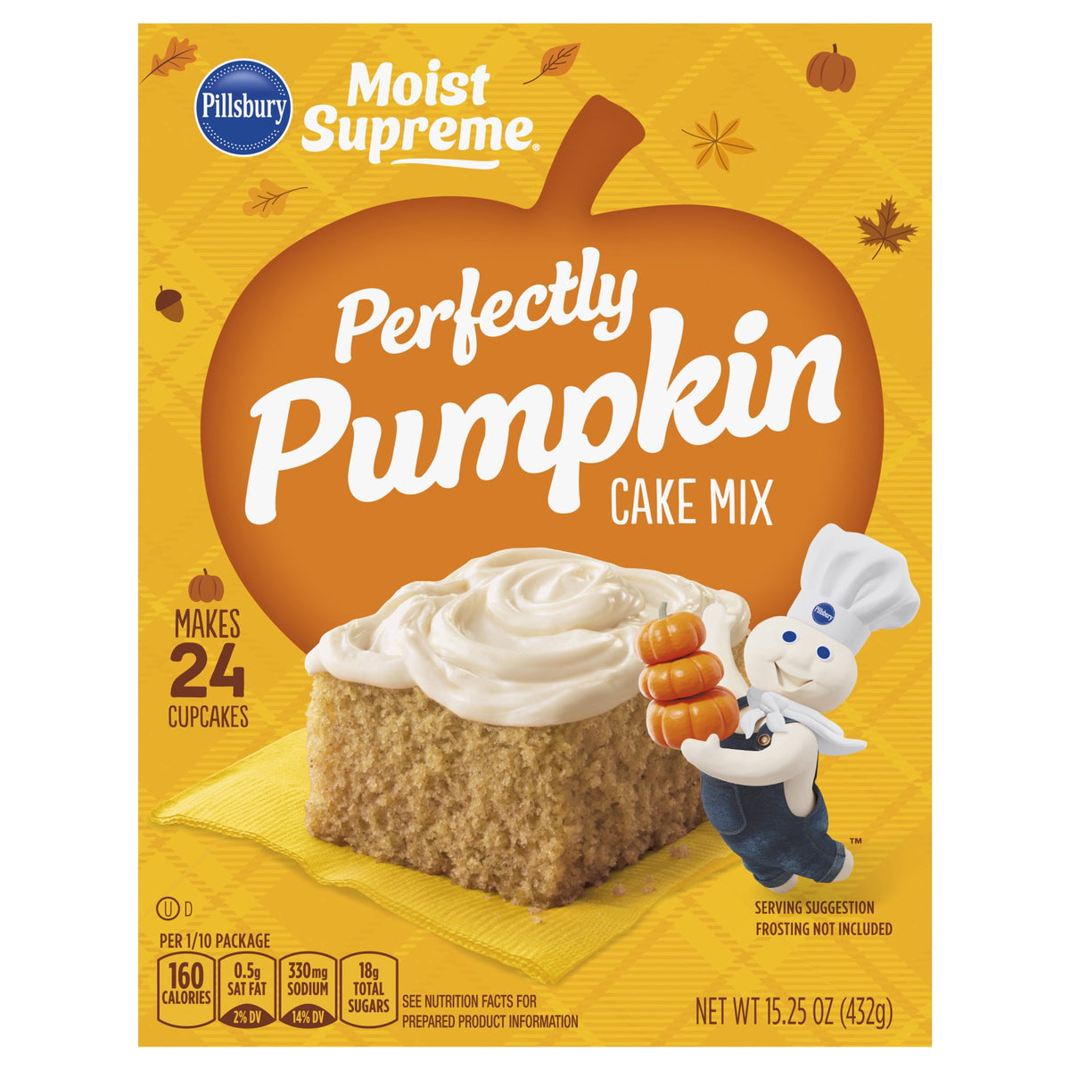 Pillsbury Moist Supreme Premium Perfectly Pumpkin Cake Mix, 15.25 Oz Box