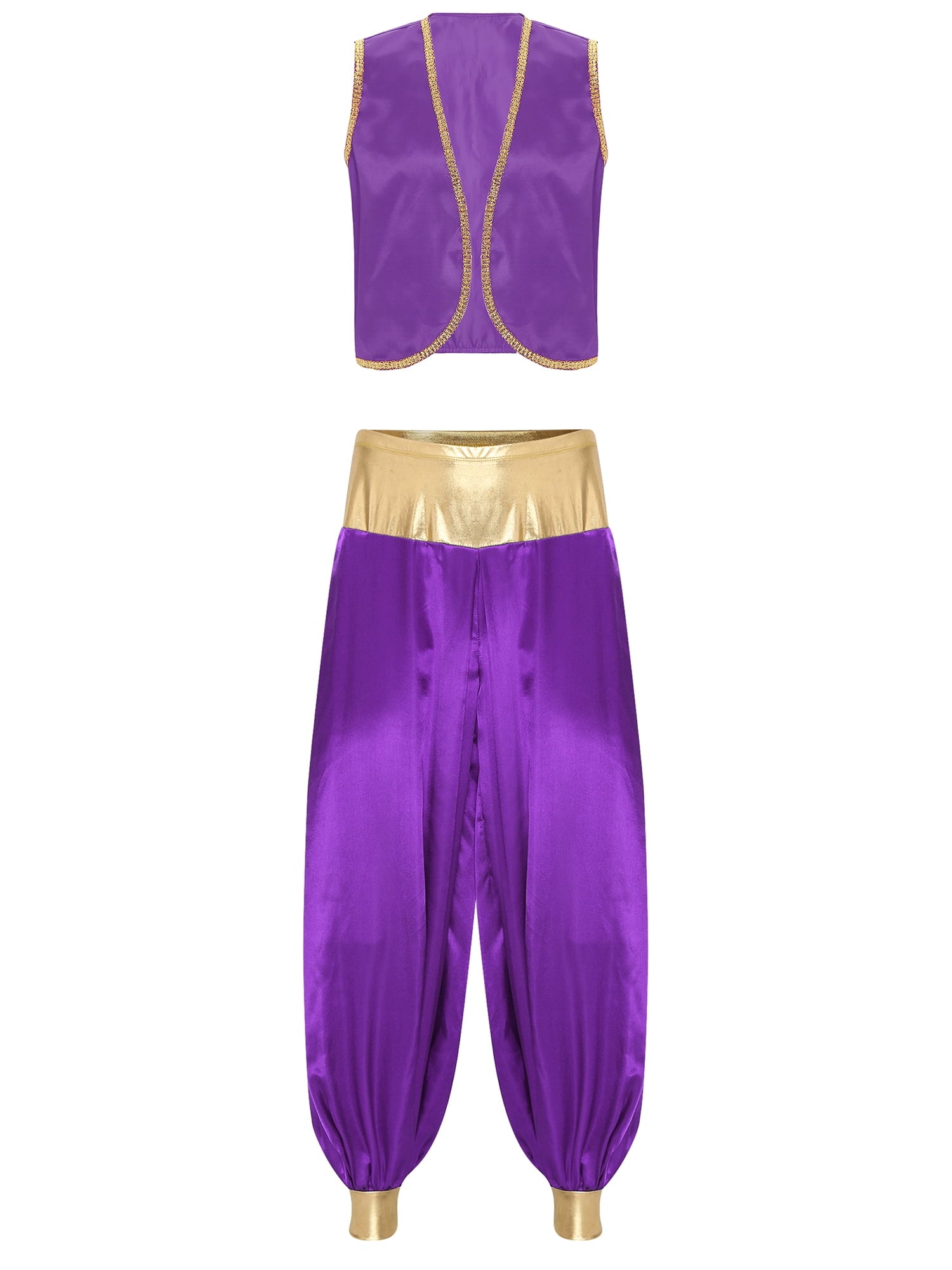 iiniim Mens Arabian Prince Costume Open Front Vest with Pants Halloween Show Fancy Dress up Outfit Royal Blue&Royal Blue S