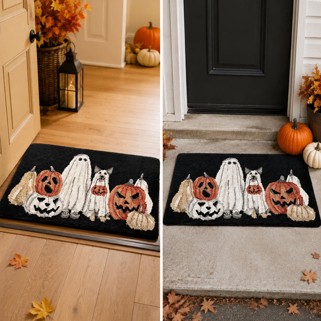Clearance Hotyverty Halloween Door Mat Quick Drying Oil Proof Dirt Trapping Machine Washable Ghost 15.75x1.97 in Indoor Front Entryway Porch Floor Decor, Halloween Gift for Family Holiday Lovers