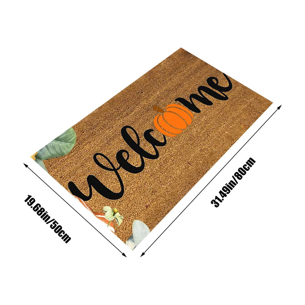 Zhourta Halloween Fall Plaid Outdoor Rug Orange Plaid Outdoor Rug Cotton Hand Woven Check Rug Layered Doormats for Front Door Front Porch Farmhouses Entryway Patio 15.7x23.6 Inch