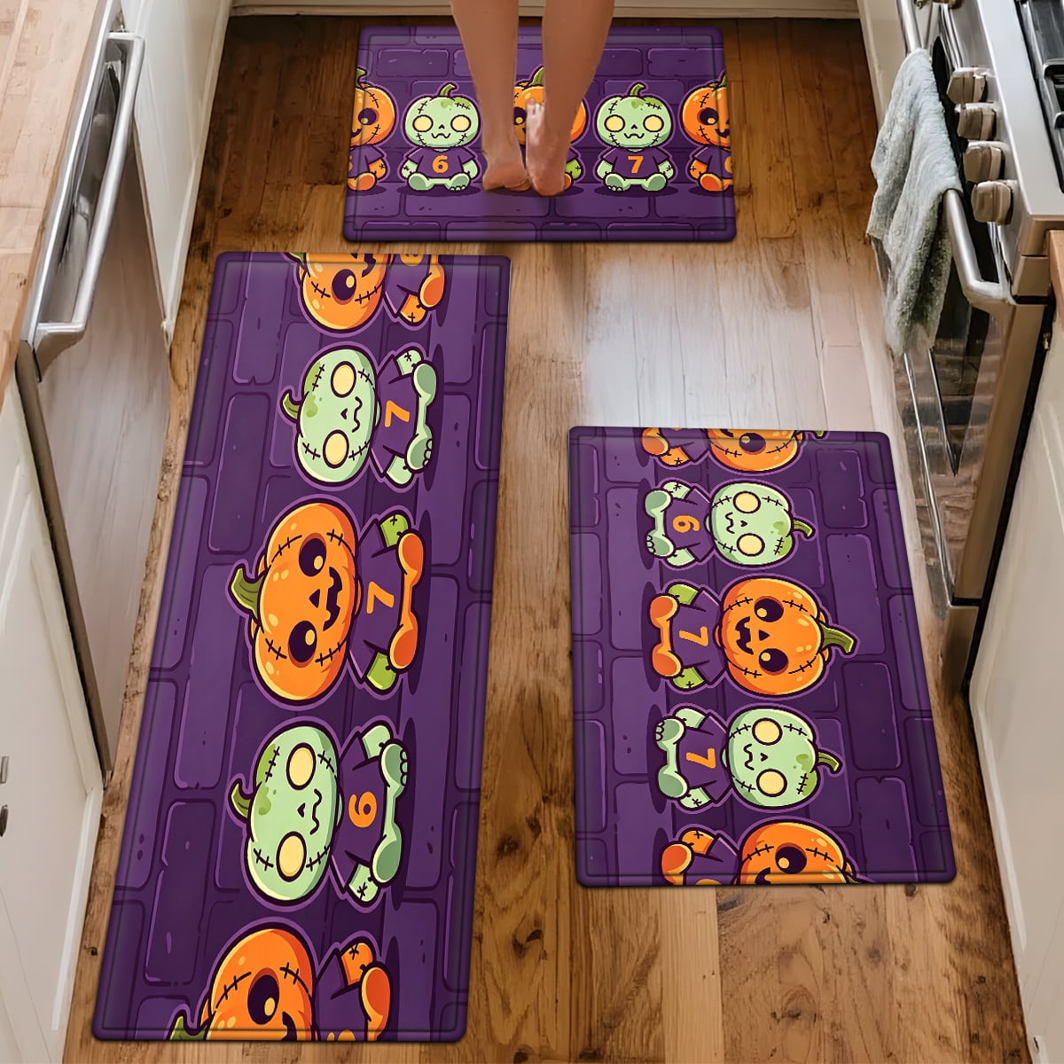 CCTFS Halloween Skeletons Holding Hot Drinks Household 1Pc Flannel Mat and Kitchen Rugs,Soft Non-slip for Bedroom Entryway