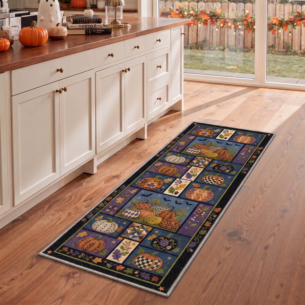 GENIMO 2'x3' Halloween Doormat, Washable Non Slip Soft Gothic Castle Outdoor Door Mat for Front Door Covered Porch Patio Entryway, Antique Gold