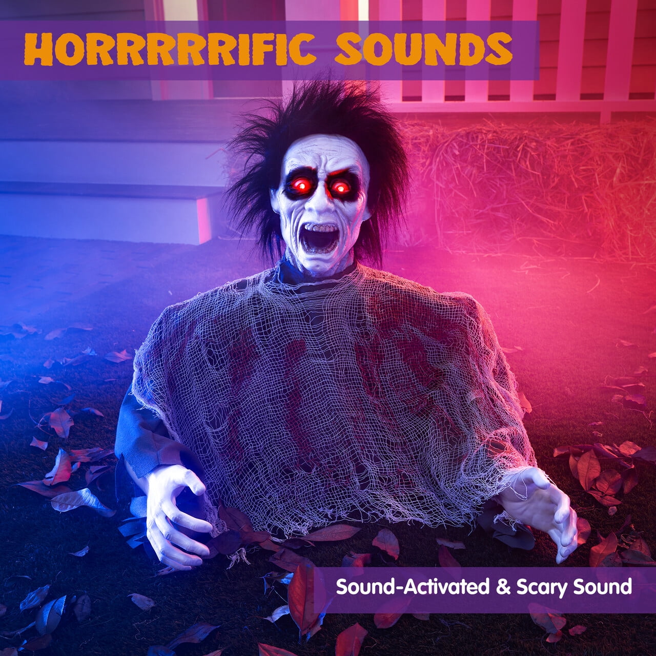 Joyfy Halloween Groundbreaker Animated Halloween Decorations Zombie with Crawling Creepy Animatronic Decorations with Movable Arms,Outdoor Scary Halloween Yard Decorations
