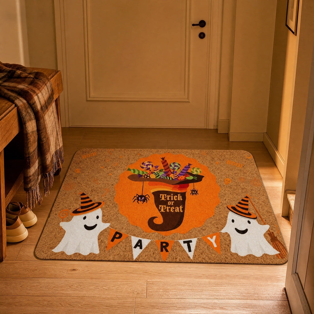Halloween Doormat Vintage Retro Style Mat 23.6x15.7in Secure-Grip Absorbent Coir Look Entryway Rug for Front Porch Indoor Outdoor Decor by OVFUIZ