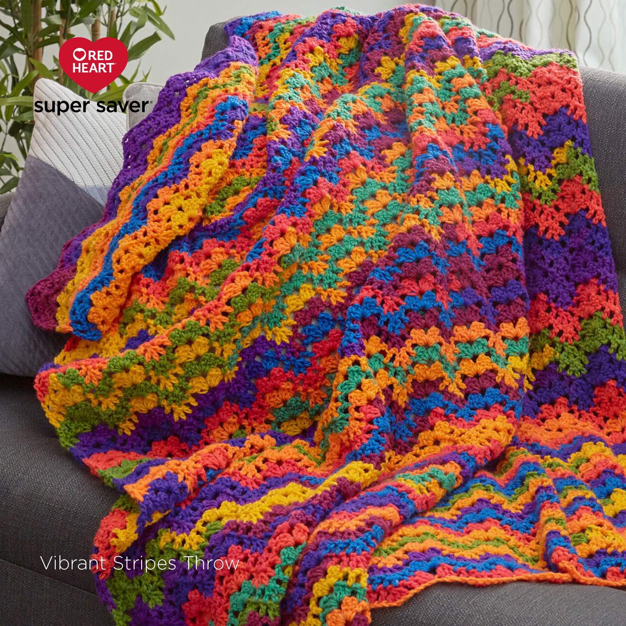Red Heart Super Saver Jumbo #4 Medium Acrylic Yarn, Favorite Stripe 10oz/283g, 482 Yards