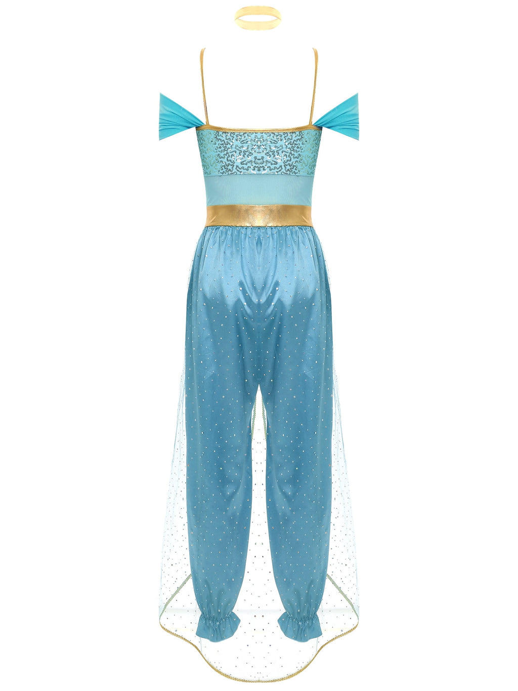 YiZYiF Women's Arabian Princess Dance Costume Halloween Party Fancy Dress Shiny Belly Dance Jumpsuit Turquoise B 4XL