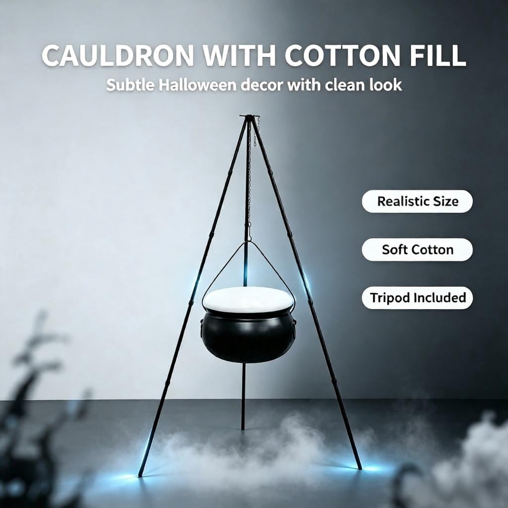 Muecwrye Halloween Decorations Outdoor, Halloween Clearance! Halloween Witches Cauldron on Tripod with Lights, DIY Bubbling Cauldron Set Decor for Home Porch Outside, Halloween Party Supplies