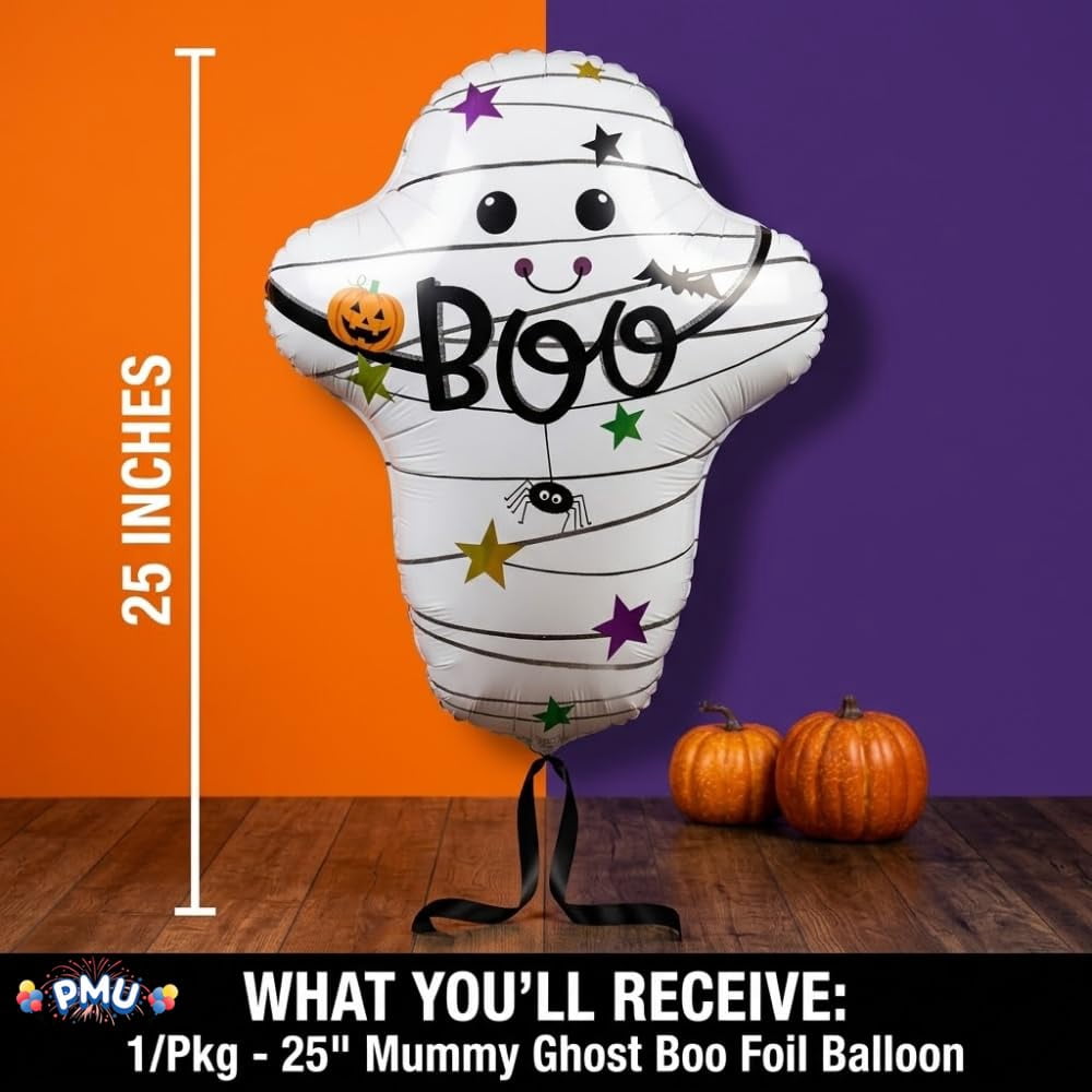PMU Halloween Flying Ghost 24 Inch Mylar-Foil Balloon (10/pkg) Pkg/1