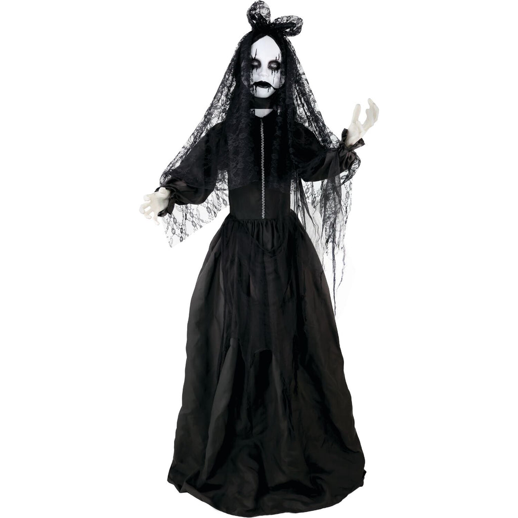 Haunted Hill Farm 6.5 Ft Life-Size Animatronic Bride Indoor/Outdoor Halloween Decoration, Multicolor, HHLADY-2FLSA