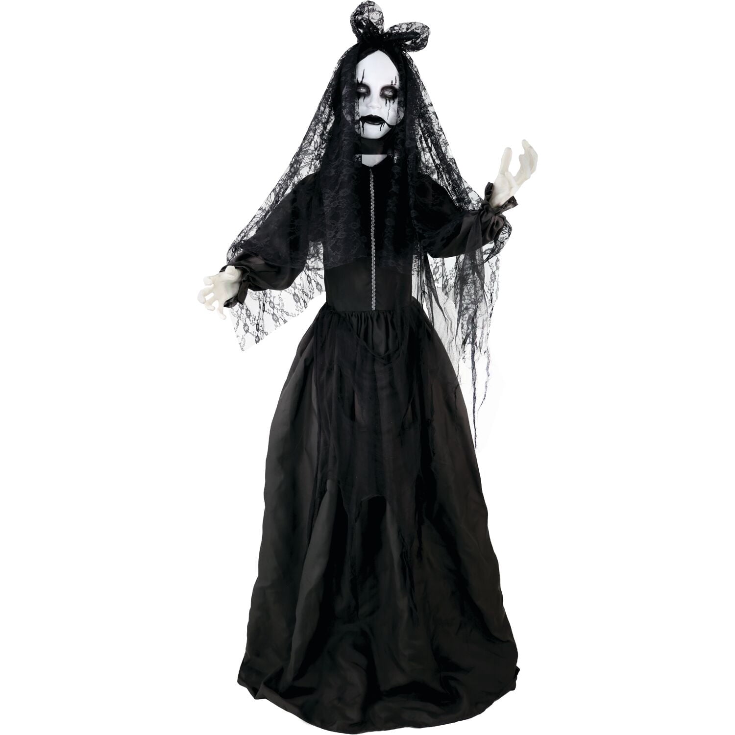 Haunted Hill Farm 6.5 Ft Life-Size Animatronic Bride Indoor/Outdoor Halloween Decoration, Multicolor, HHLADY-2FLSA