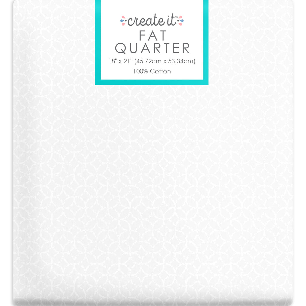 Fat Quarter 100% Cotton Hexagon, White, 18"x 21" for Quilting & Sewing, 1 Each