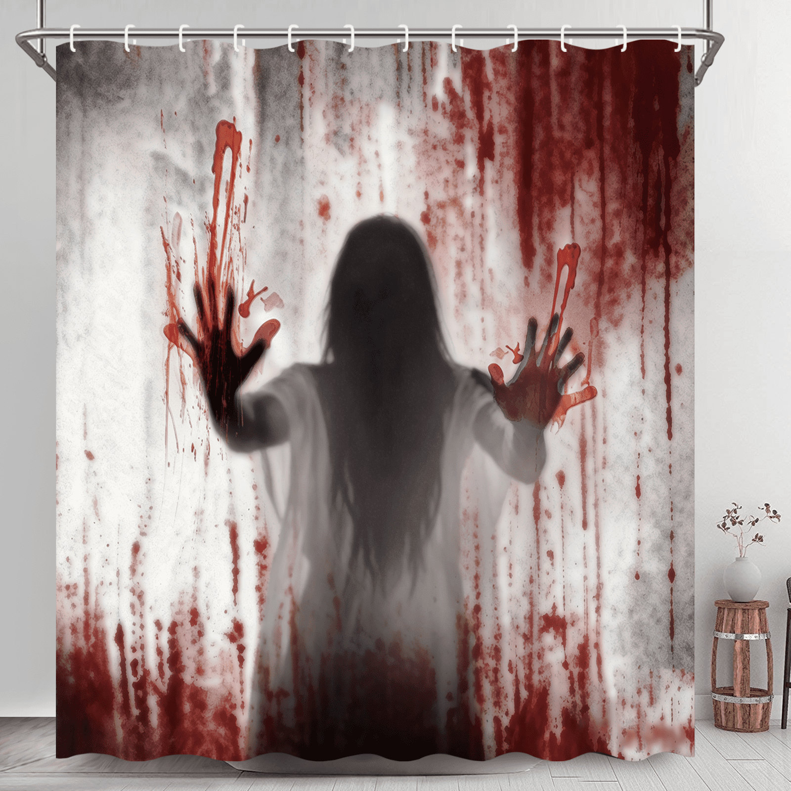 Ikfashoni Fall Shower Curtain with Hooks, Fall Decor for Home, Buffalo Plaid Pumpkin Waterproof Bathroom Curtains, 72"X72"